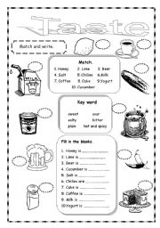 English Worksheet: Taste