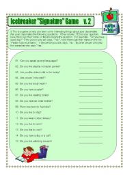 English Worksheet: Icebreaker 