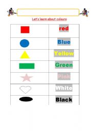 English worksheet: Learning colours