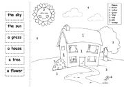 English Worksheet: First steps in English + colouring
