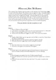 English Worksheet: romeo and juliet