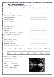 English Worksheet: SOUL SOCIETY by KAMELOT_ listening activity