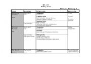 English Worksheet: Weekly Plan Layout for EFL