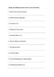 English Worksheet: Passive