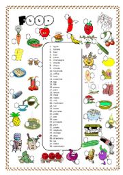 English Worksheet: Food 38 products to learn or to revise