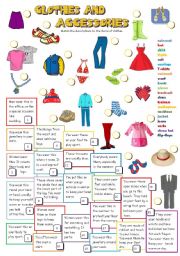 English Worksheet: CLOTHES AND ACCESSORIES (B&W + KEY)