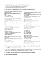 English Worksheet: Bruno Mars 