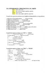 English Worksheet: demonstratives