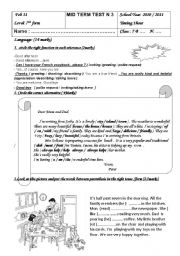 English Worksheet: test  7th form