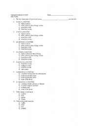 English Worksheet: Parts of Speech Pre-test