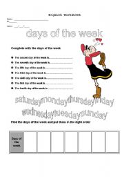 English Worksheet: Days of the week