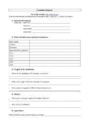 English worksheet: Louisiana webquest