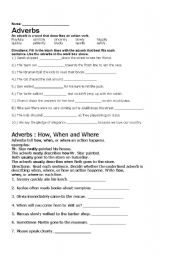English Worksheet: Adverbs