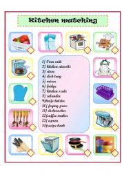 English Worksheet: kitchen matching