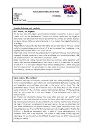 Environmental problems test