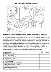 English Worksheet: my bedrrom and my clothes