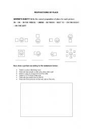 English Worksheet: Prepositions of place