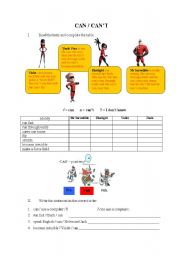 English Worksheet: CAN/CANT