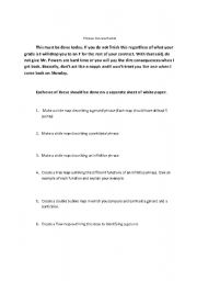 English Worksheet: Thinking Map Outline