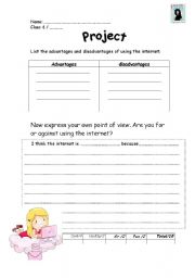 English Worksheet: for or against the internet