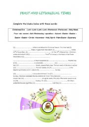 English worksheet: Feast and liturgical times
