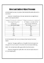 English Worksheet: Direct and Indirect Object Pronouns