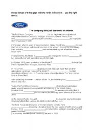 English Worksheet: Ford, the company that put the world on wheels