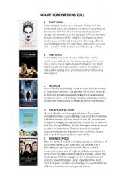 English Worksheet: OSCARS NOMINATIONS 2011