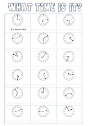 English Worksheet: What time is it?