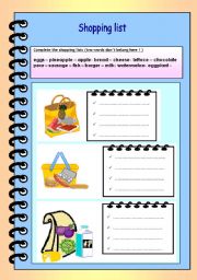 English Worksheet: Shopping list