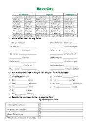 English Worksheet: Have Got