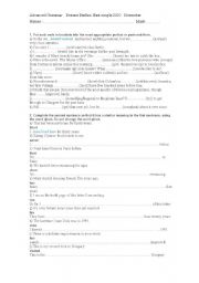 English Worksheet: Advanced exercises - grammar . past perfect  vs present perfect
