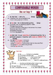 English Worksheet: Confusable words 2   ***rise-raise*** lie-lay***miss-lose***