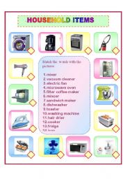 English Worksheet: Household Items