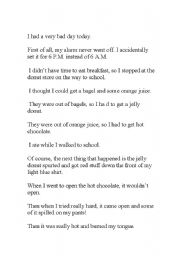 English Worksheet: And so...chronology