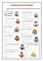 English Worksheet: Compound adjectives with Harry Potters characters