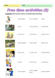 English Worksheet: Free time activities (2)