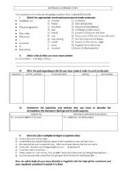 English Worksheet: WRITING A SUSPENSE STORY