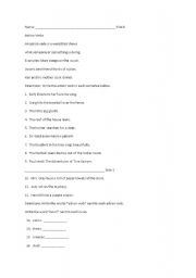 English Worksheet: Action Verbs