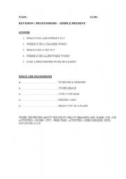 English Worksheet: revision of professions
