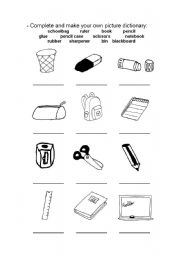 English Worksheet: School picture dictionary