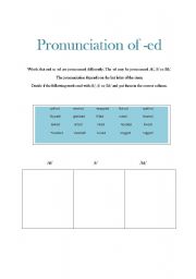 English Worksheet: Pronunciation of -ed