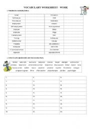 English Worksheet: Vocabulary on work