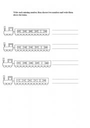 English worksheet: numbers in a train