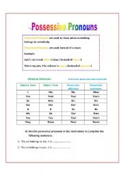 English Worksheet: Possessive Pronouns