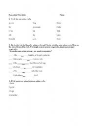 English worksheet: Non-action (Stative) Verb Quiz