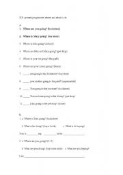 English Worksheet: present progressive ( where and do) I