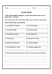 English Worksheet: Action verbs