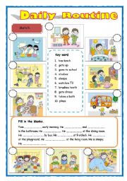 English Worksheet: Daily Routine