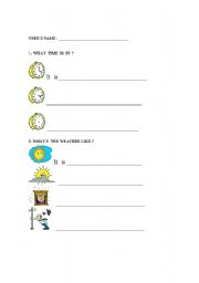 English worksheet: Time, Weather